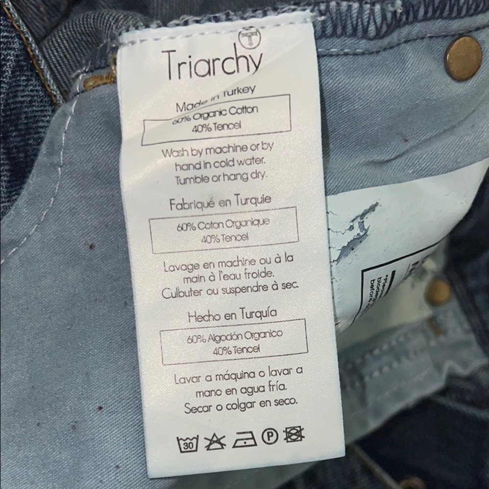 Triarchy High Rise Blue Jeans 60% organic cotton and 40% Tencel - Picture 5 of 6
